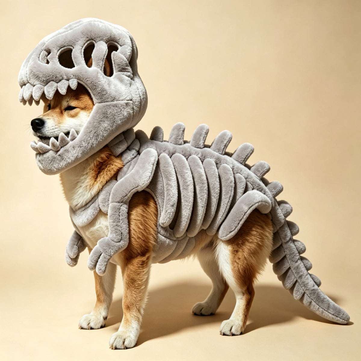Dinosaur Skeleton Cape - 3D Plush Spinosaurus Halloween Costume