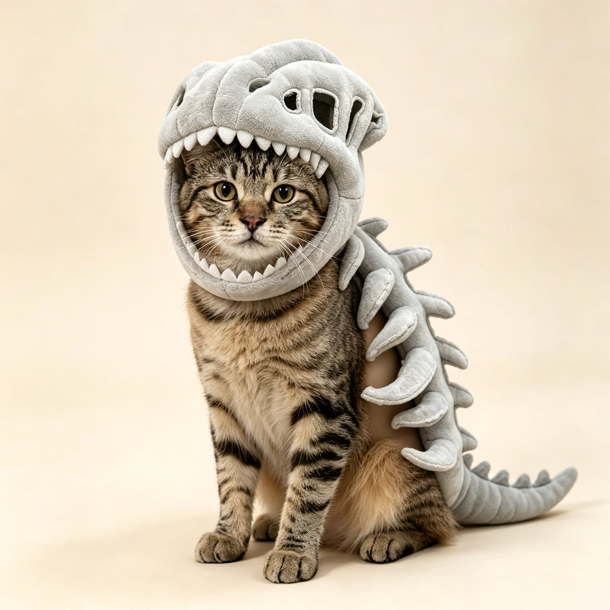 Dinosaur Skeleton Cape - 3D Plush Spinosaurus Halloween Costume