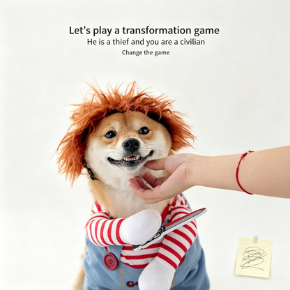 Funny Pet Costume Set - Cute & Hilarious Cosplay Dress-Up Outfit for Dogs & Cats