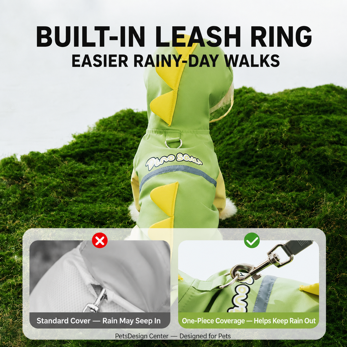 3D Dinosaur Four-Leg Dog Raincoat | Doki Pocket