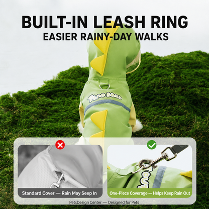 3D Dinosaur Four-Leg Dog Raincoat | Doki Pocket