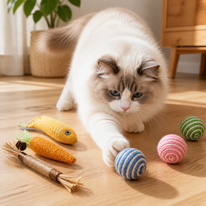 Cat Toy Set | Catnip Fish, Chew Stick, Carrot & More | Doki Pocket